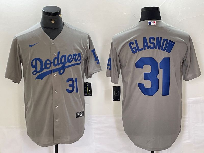Men Los Angeles Dodgers #31 Glasnow Grey Nike Game MLB Jersey style 12->los angeles dodgers->MLB Jersey